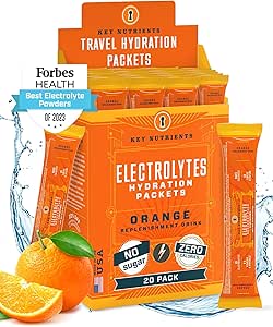 KEY NUTRIËNTEN Electrolytes Powder Packets 20 Pack - No Sugar, Delicious Tangy Orange, Hydration Packets with Electrolyte Powder for Refreshing Electrolyte Drink Mix Packets - Zero Calories