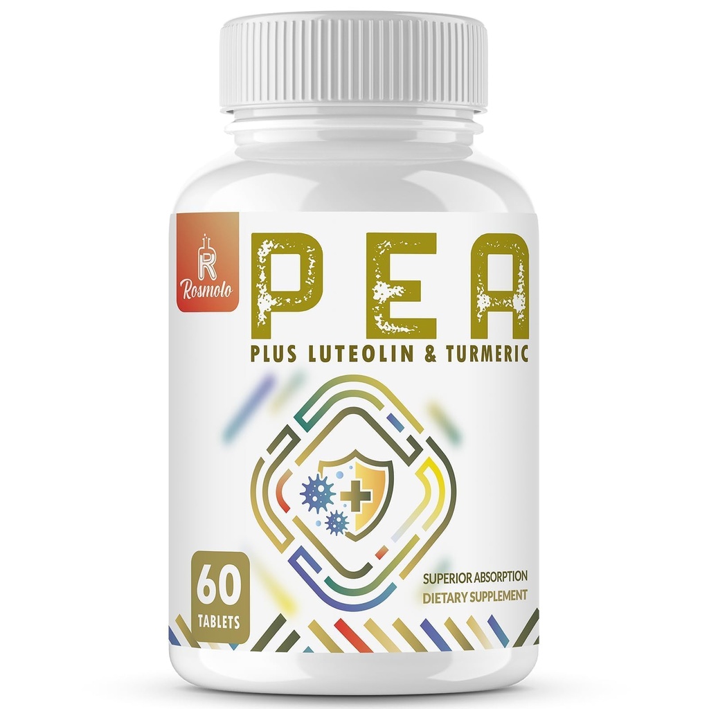 1500 MG Palmitoylethanolamide met luteoline 98% & Kurkuma, hoge absorptie, Micronized Pea Supplement for Discomfort Management - USA Made - 60 Tablets