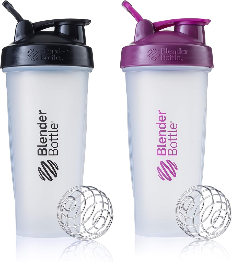 BlenderBattle Classic Shaker Bottle Perfect voor eiwitshakes en pre-workout, 28-Ounce (2 Pack), Kleuren mei Vary