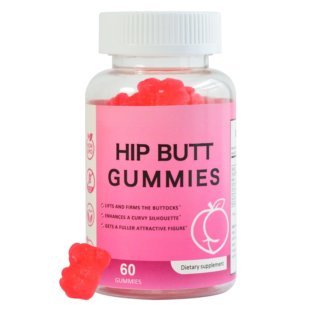 Hip Butt Enhancer Gummies voor Kont Groei en HIPS, Booty Gummies voor Grotere Kont Snelle, Booty Curvy Body Gummies Gewicht Gainer voor Vrouwen Workout Enhancement