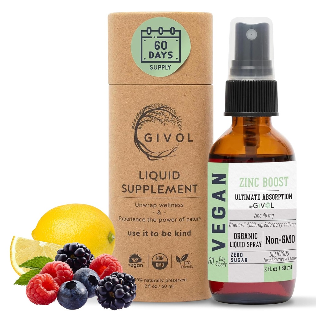 Biologische ZInc Boost Mist 40 mg (Extra sterkte) - Suikervrij met Vit C en Vlierbessenextract - Vegan Liquid Spray voor kinderen en volwassenen - Gemakkelijke Absorptie - Non-GMO - (60 ml) 60 dagen Levering