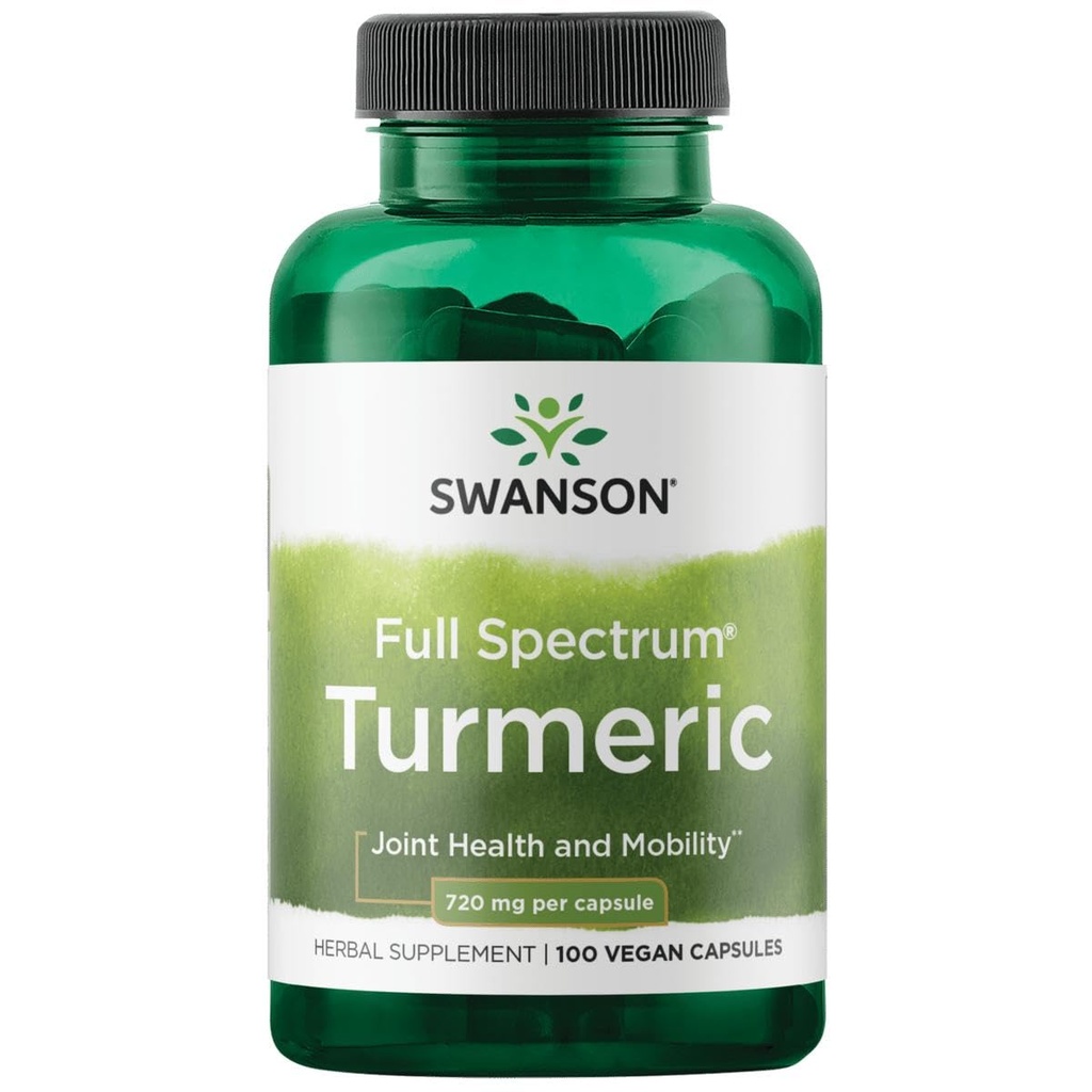 Swanson Full Spectrum Kurkuma - Herbal Supplement ondersteuning van de gezamenlijke gezondheid en mobiliteit - natuurlijke formule ondersteuning spijsvertering gezondheid - (100 capsules, 720mg elk)