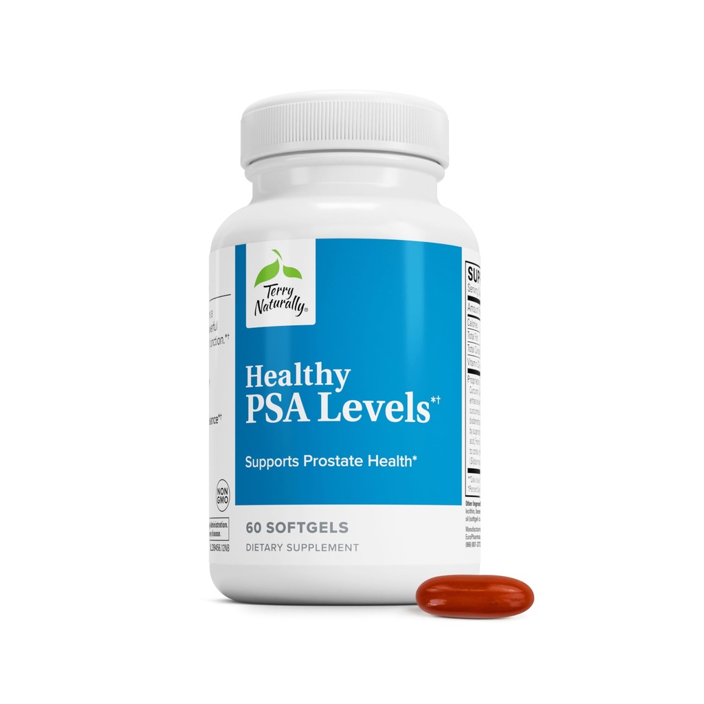 Terry natuurlijk gezonde PSA-niveaus - Dieetsupplement voor gezonde prostaat en hormoonbalans ondersteuning - kruidensupplement met curcumine, kurkuma essentiële olie en druivenzaadextract - 60 Softgels