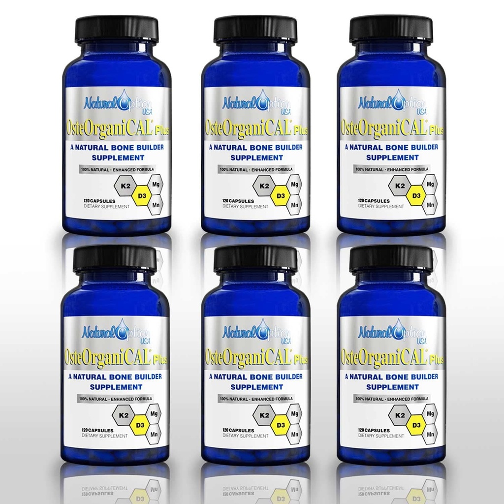 Plus - Biologische plantaardige basisbron van calciumsupplement met vitamine D3, k2, Magnesium Glycinaat en Mangaan (720 Aantal) Verpakking van 6