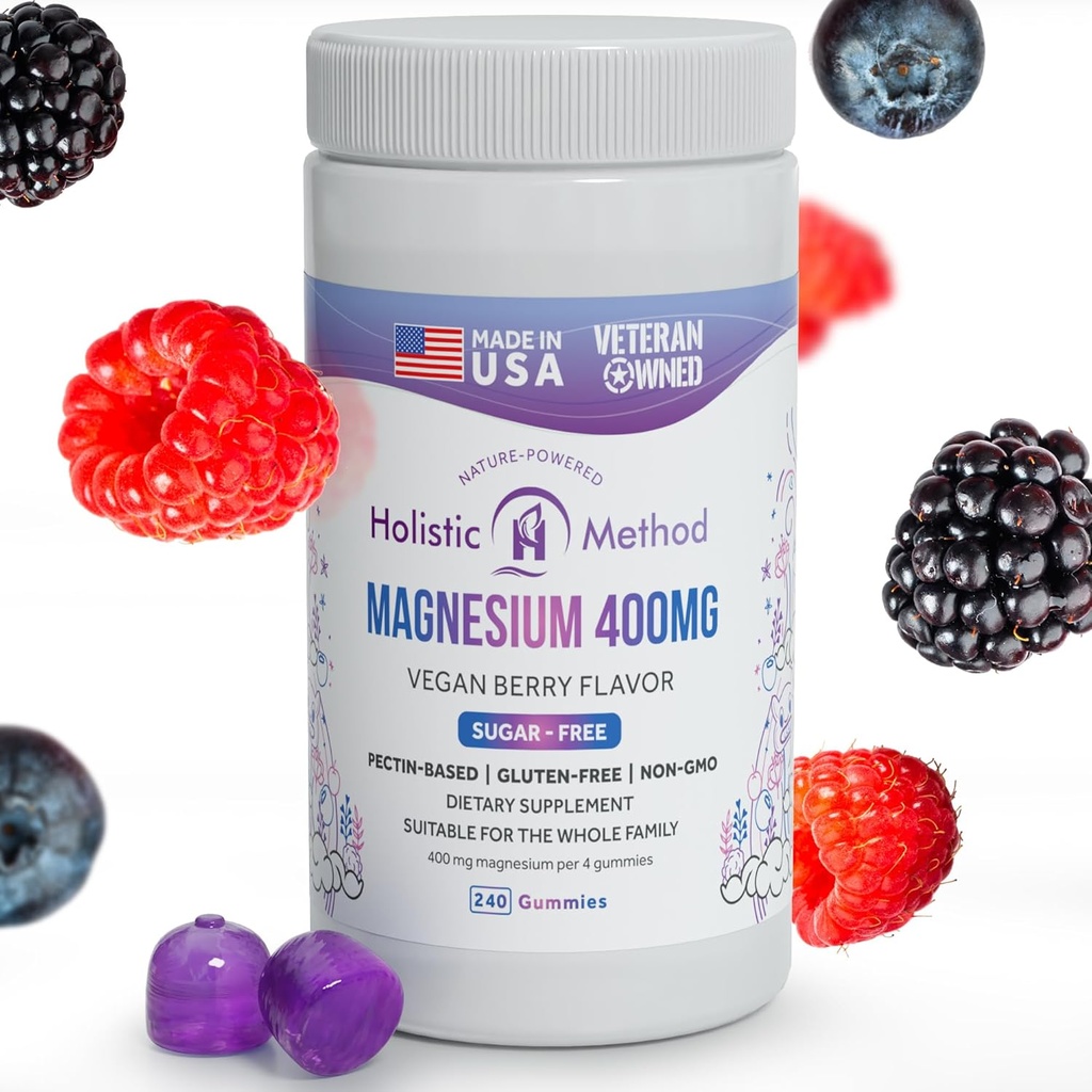 Magnesium Citrate Gummies - Sugar-Free, Vegan and Non-GMO for Better Sleep and Relaxation - No Sugar Alcohol - Magnesium Supplement for Adults, Teens and Kids - Mixed Berry - 240 Chews