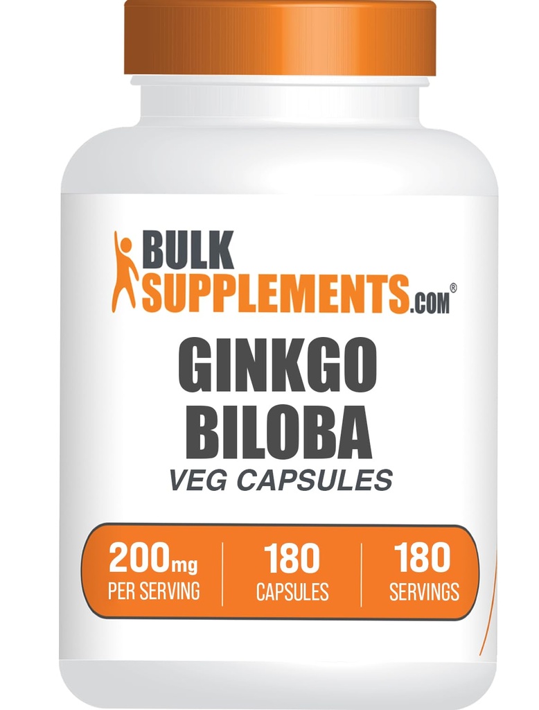 BulkSupplements.comginkgo Biloba Extract Capsules - Ginkgo Biloba Gesourced uit bladeren, kruidensupplement - Vegan, 1 capsule per portie, 180 telling (verpakking van 1)