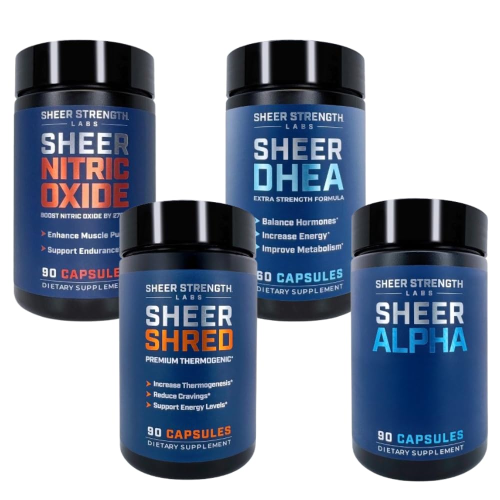 Pure Ultimate Stack - DHEA-supplement voor mannen DHEA 100 mg & Nitric Oxid Supplement & Sheer Shred & Sheer Alpha