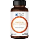 Vitamine World Digest-13 Multi-Enzyme, 1010mg Digestieve Enzymen Blend with Amylase, Bromelaine, Papaïne & Lipase for Digestie and Absorptie, Digestieve Enzymen for Bloating & Gas, 60 Capletes