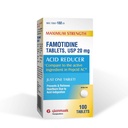 Glenmark maximale sterkte Famotidine tabletten, 20 mg, Acid Reducer for Heartburn Relief, 100 telling
