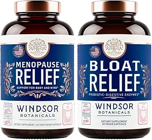 WINDSOR BOTANICALS Menopause Supplements and Bloat Relief Probiotic - Female Helath Bundle