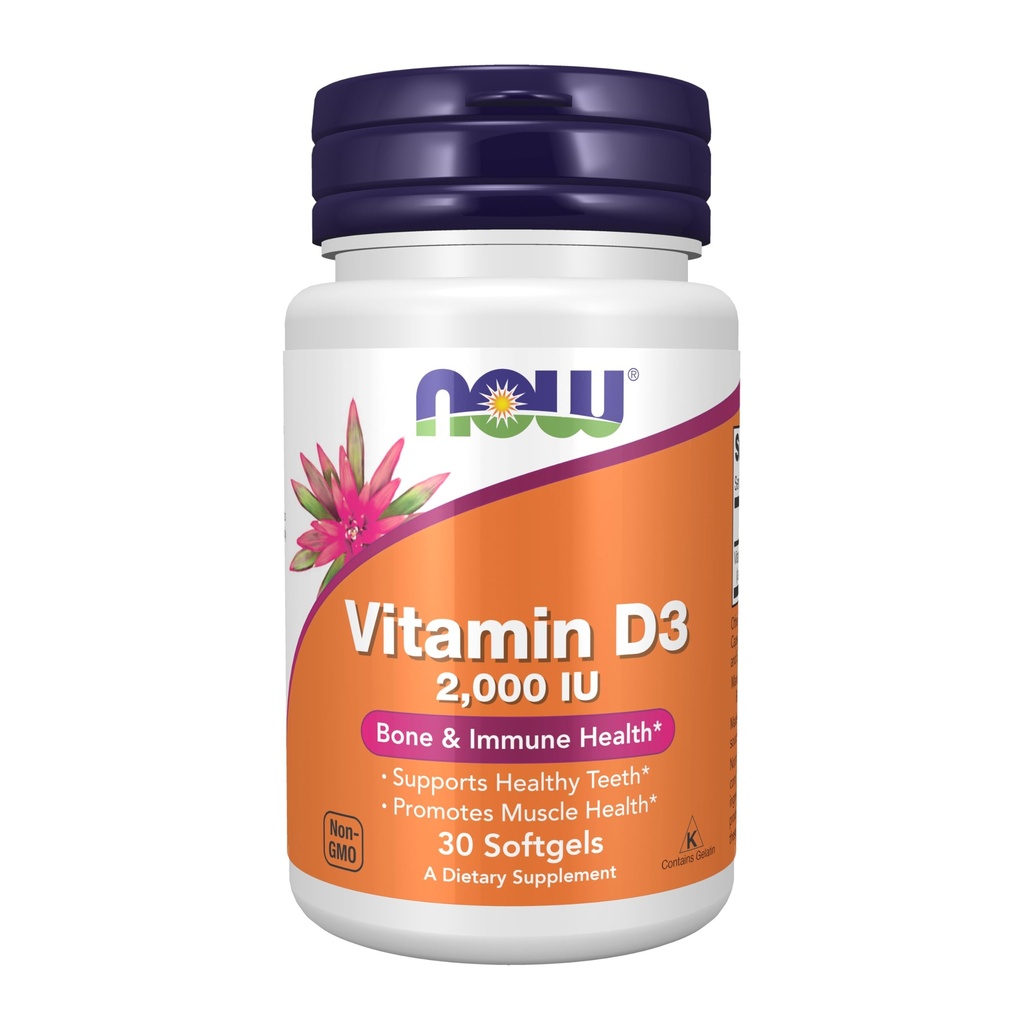 NU Voedingssupplementen, Vitamine D-3 2000 IE, Hoge Potentie, Structurele Ondersteuning*, 30 Softgels