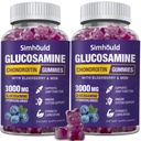 2 Packs Glucosamine Chondroitin Gummies - 3000MG Extra sterkte Joint Support Supplement met MSM & Vlierbes, Flexibiliteit, Antioxidant Immune Support Gummy voor volwassenen, mannen en vrouwen
