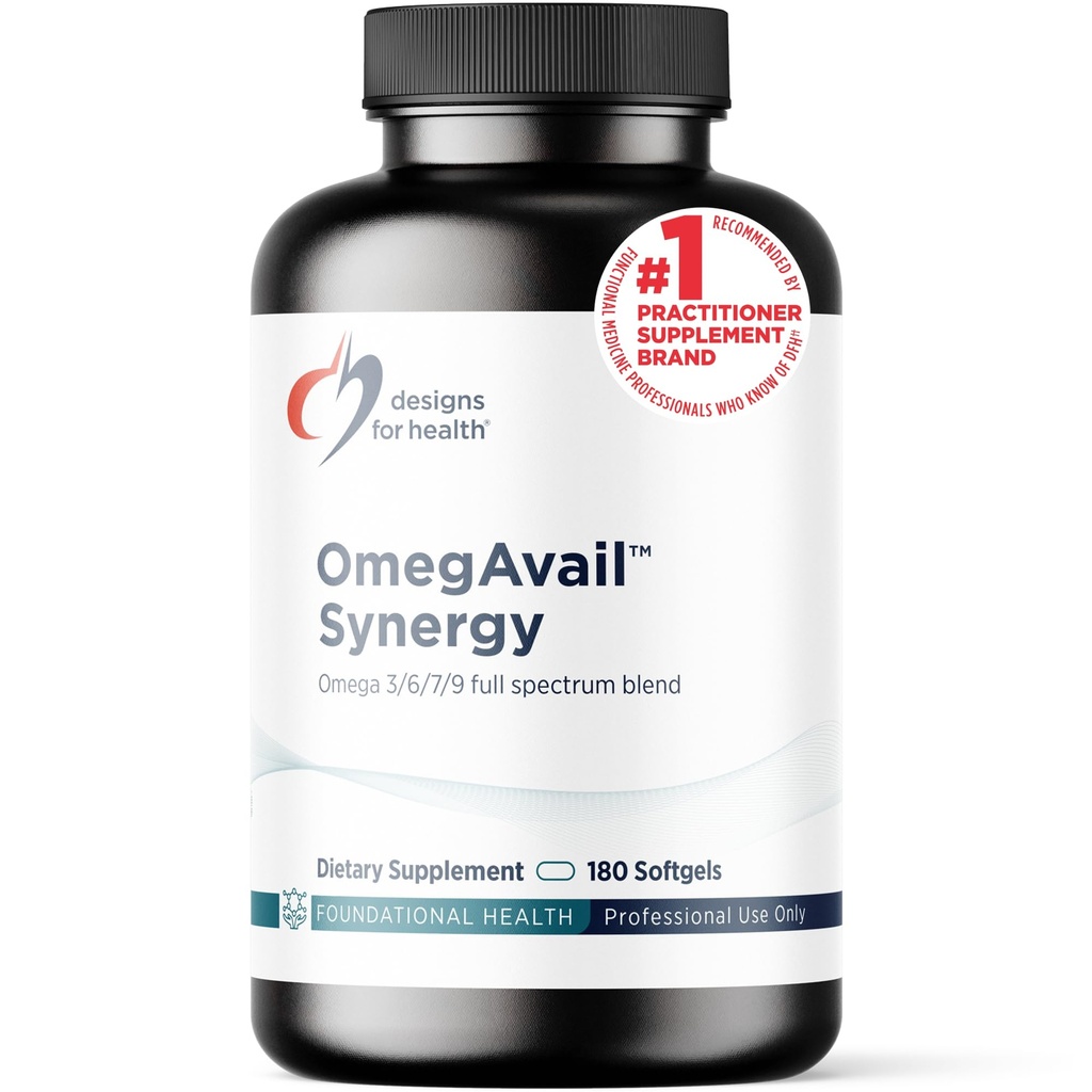 Designs for Health OmegAvail Synergy - Omega Complex for Adults - Omega 3-6-7-9 Vetzuren van Borage en Macadamia Oil + triglyceride (TG) Visolie met DHA & EPA (180 Softgels)