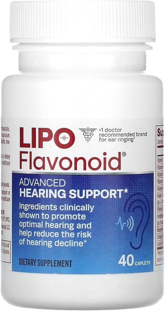 Lipo Flavonoid Advanced Hearing Support Dagelijkse supplement - helpt verminderen risico van gehoorverlies en bevordert optimale gehoor - 40 caplets