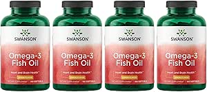 Swanson Omega 3 Fish Oil Supplement Heart Brain and Joint Support GMO-Free EFAs 180 mg EPA Plus 120 mg DHA 150 Softgel Capsules Lemon Flavor (4 Pack)