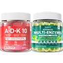 Digestieve enzymen Gummies 1000mg Kauwbaar - Break Down Food Snel, 90 miljard CFU, Probiotische, Postbiotische, Prebiotische & Fiber Blend & Vitamine ADK Gummies + Calcium Magnesium Zink Supplement