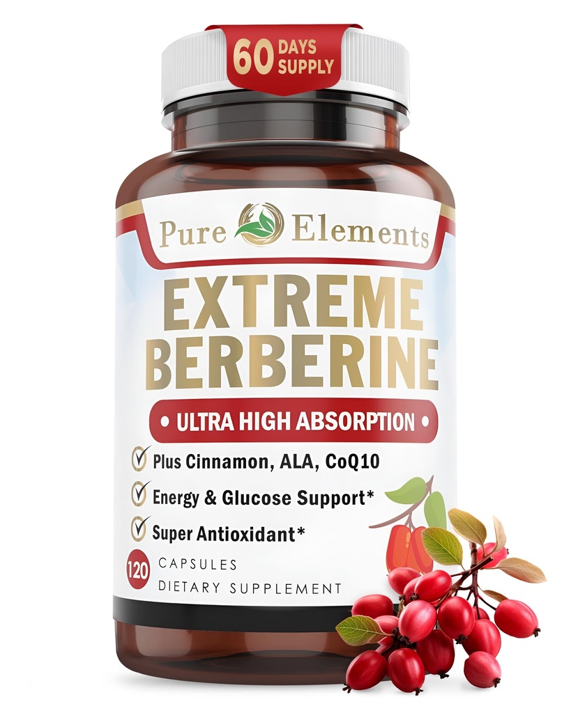 Extreme Berberine 500mg Complex with ALA, Coq10, Turmeric, Cinnamon, Bitter Melon, banaba Leaf, Korean Panax, Royal Jelly, and 21 Herbs for Healthy Blood Sugar Support and Overall Health and Immunity