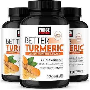 FORCE FACTOR Better Kurkuma 3-Pack Joint Support Supplement met HydroCurc Kurkuma, klinische kracht gezamenlijke ondersteuning, 360 tabletten, witte verpakking