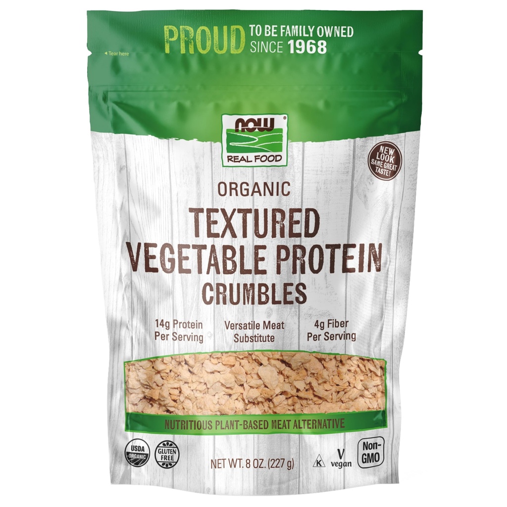 NOW Foods, Organic Textured Soy Protein Granulaat, Non-GMO, Veelzijdig, Plantaardige-Gezond Proteïne, 8-Ounce (Verpakking mei Vary)