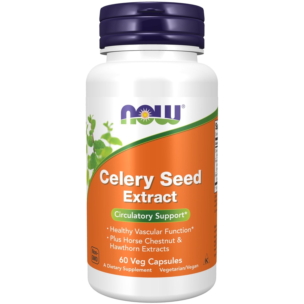 NU voedingssupplementen, selderijzaadextract, plus Horse Chestnut en Hawthorn Extracten, 60 Veg Capsules