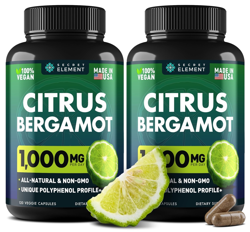 (2 PACK) Citrus Bergamot Extract 1000mg - Citrus Bergamot Supplement for Circulatory Health, Immunity, and Graceful Aging - 2x the potention of Citrus Bergamot 500mg - 240 Vegan Citrus Bergamot Capsules