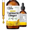 Wild & Organic Turmeric and Ginger Supplement Drops - Joint & Immune Support - Liquid Turmeric with Ginger and Black Pepper Extract - Curcumin Supplement - Vegan, Sugar & Alcoholvrije Tinctuur - 2 oz