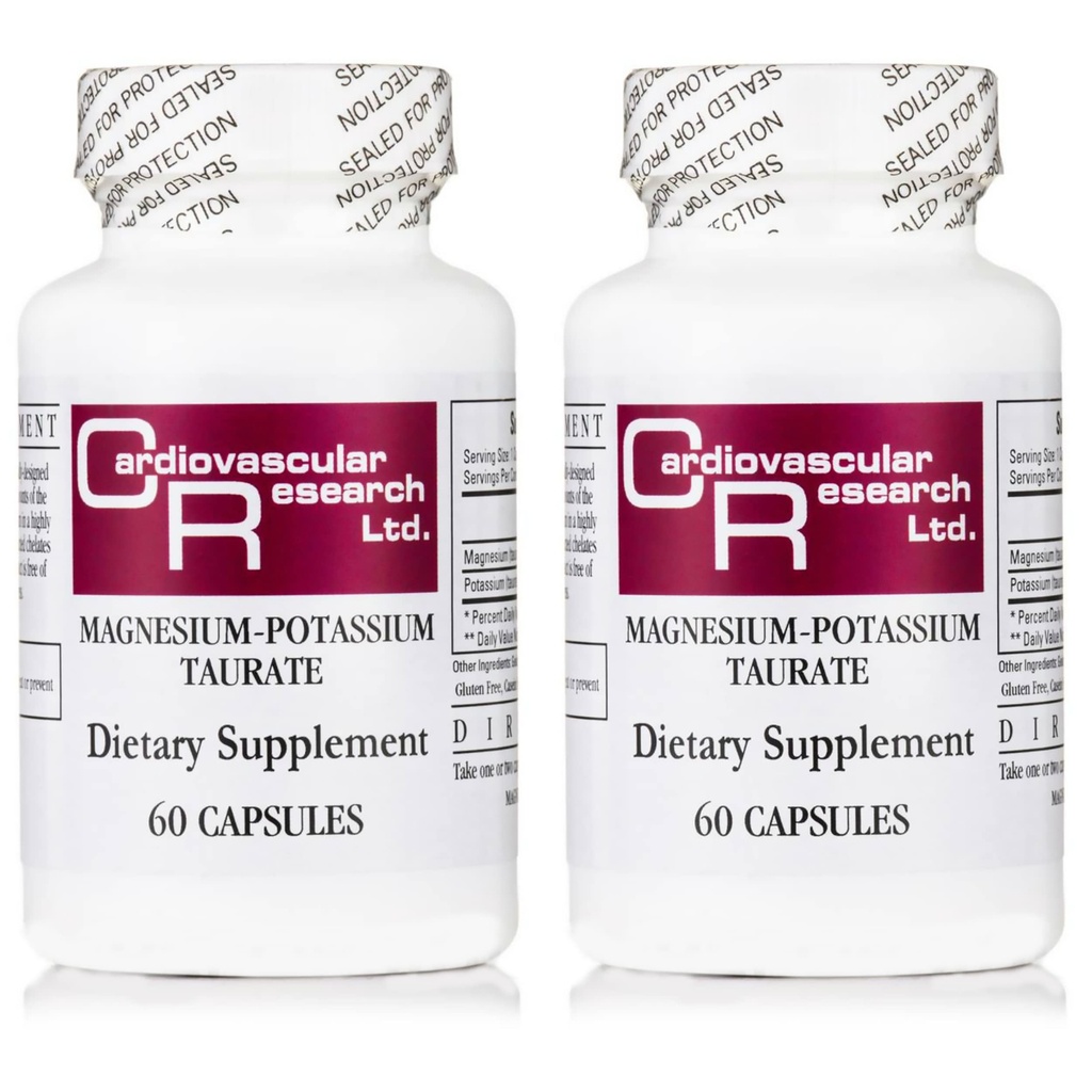 Cardiovasculaire Onderzoek Magnesium-Potassium Taurate - Patent in afwachting - 60 Veggie Caps X 2 Flessen
