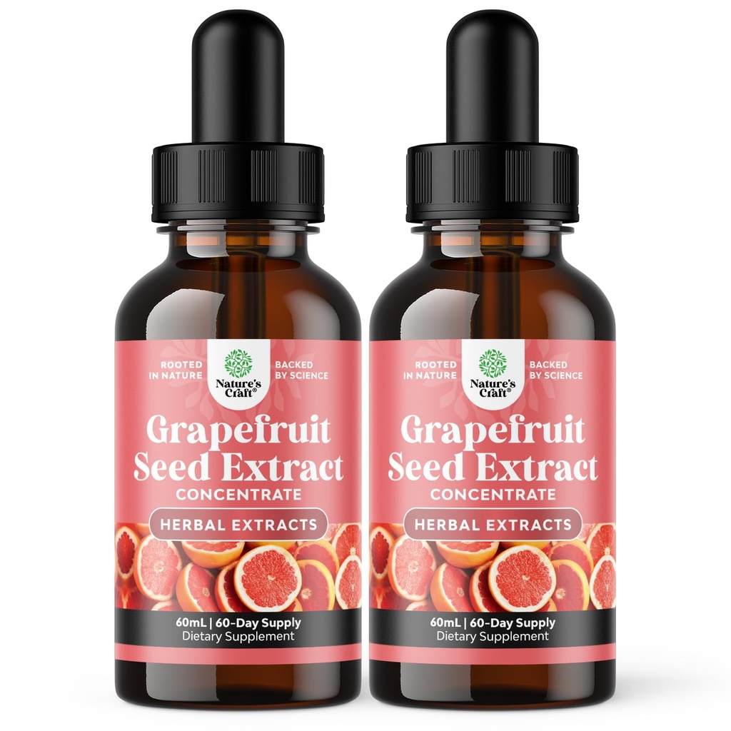 GSE Grapefruitzaadextract Liquid - One Drop Daily - Super Concentrated Grape Seed Extract Liquid Drops Rijk aan Bioflavonoïden & Polyfenolen voor Gut Health & Immune Support - 2 Pack Bundle - 120 dagen
