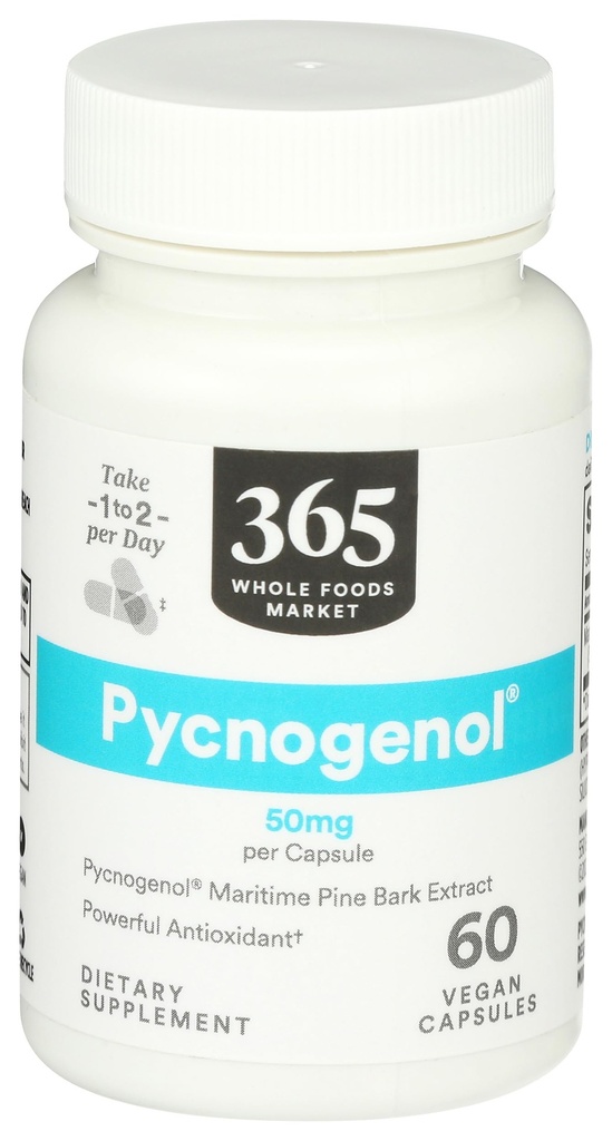 365 by Whole Foods Market, Pycnogenol Maritime Pine Bark Extract, 50mg Vegan Capsules, 60 Tellen