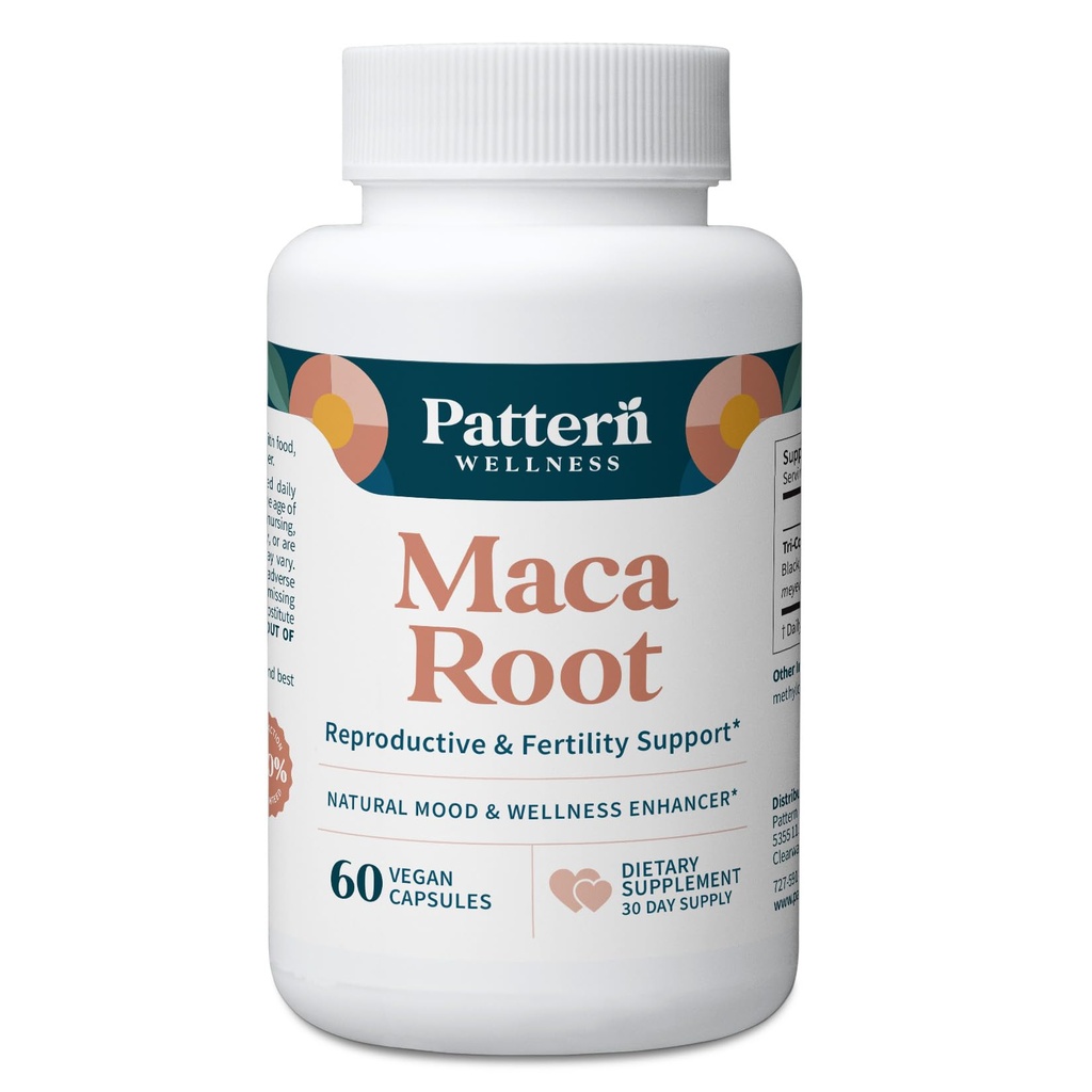 Patroon Wellness Maca Root voor mannen en vrouwen - 10.000mg - Natural Mood & Wellness Enhancer - Unieke Optimum Blend voor vruchtbaarheid, voortplanting en gezondheid van het hele lichaam - 60 Vegan Capsules