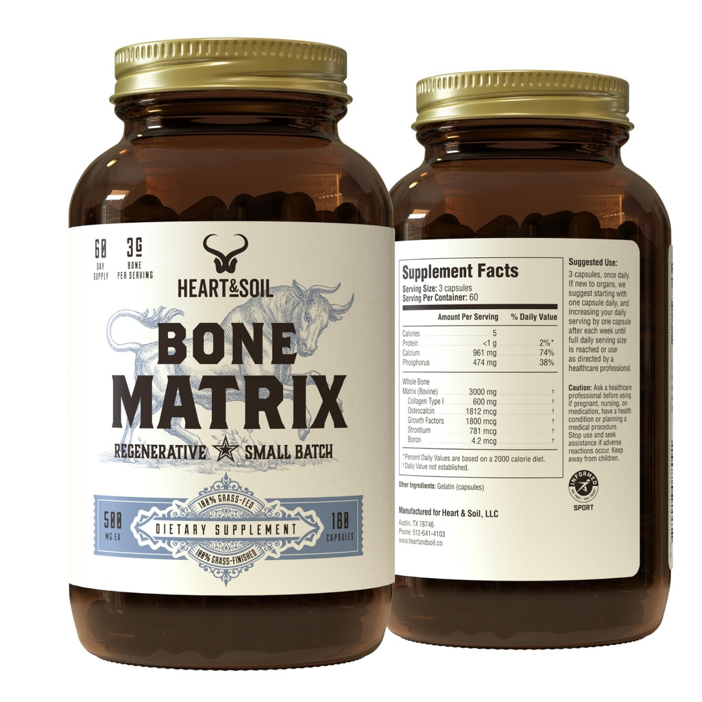 Hart- en bodemgras Fed Bone Matrix Ondersteunt bot en gezamenlijke gezondheid, sterkte en flexibiliteit (180 capsules)