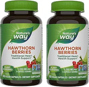Nature's Way Herbal Hawthorn Bessen, Traditional Heart Health Support*, 180 Vegan Capsules (Verpakking mei Vary) - 2 Pack
