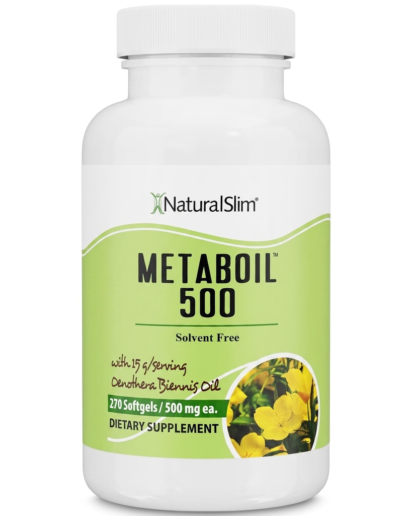 NaturalSlim Avond Primrose Oil for Women 1500mg from Cold Pressed Oil - Metaboil 500 GLA Supplement Gamma Linoleenzuur voor vrouwen Gezondheid, Metabolisme, Hart & Skin Health - 270 Softgels