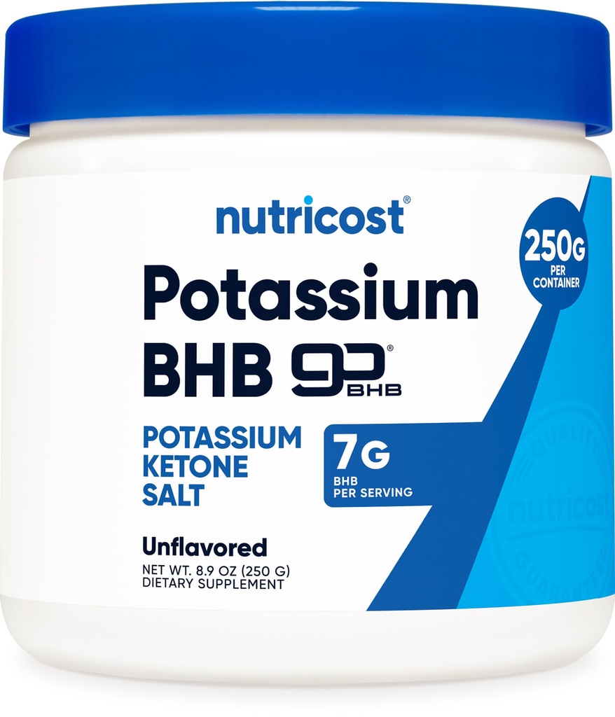 Nutricost Kalium BHB Zouten, Exogene Ketone Supplement, 6.4g Beta-Hydroxybutyraat per portie, 250 Gram