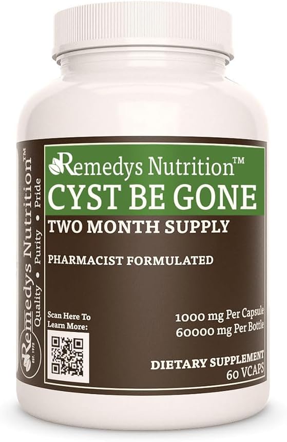 Remedy's voeding Cyst Be Gone 1.000 mg, 60 Vegan Capsules Kruiden Dieetsupplement Twee maanden Levering