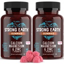 YUM-V'S Calcium, Magnesium, Zink & Vitamine D Gummies, Cal Mag Kauwbare Supplement, Vegetarische Kosjer Halal Natuurlijke Raspberry Flavor Gummies voor Volwassenen Vrouwen & Mannen - 90 Tellen (pakket van 2)