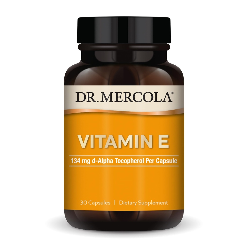 Dr. Mercola Vitamine E - Ondersteunt gezonde huid en antioxidantstatus - Tocoferolen en tocotrienolen Blend - Non-GMO, Glutenvrije & sojavrije - 30 capsules (30 porties)