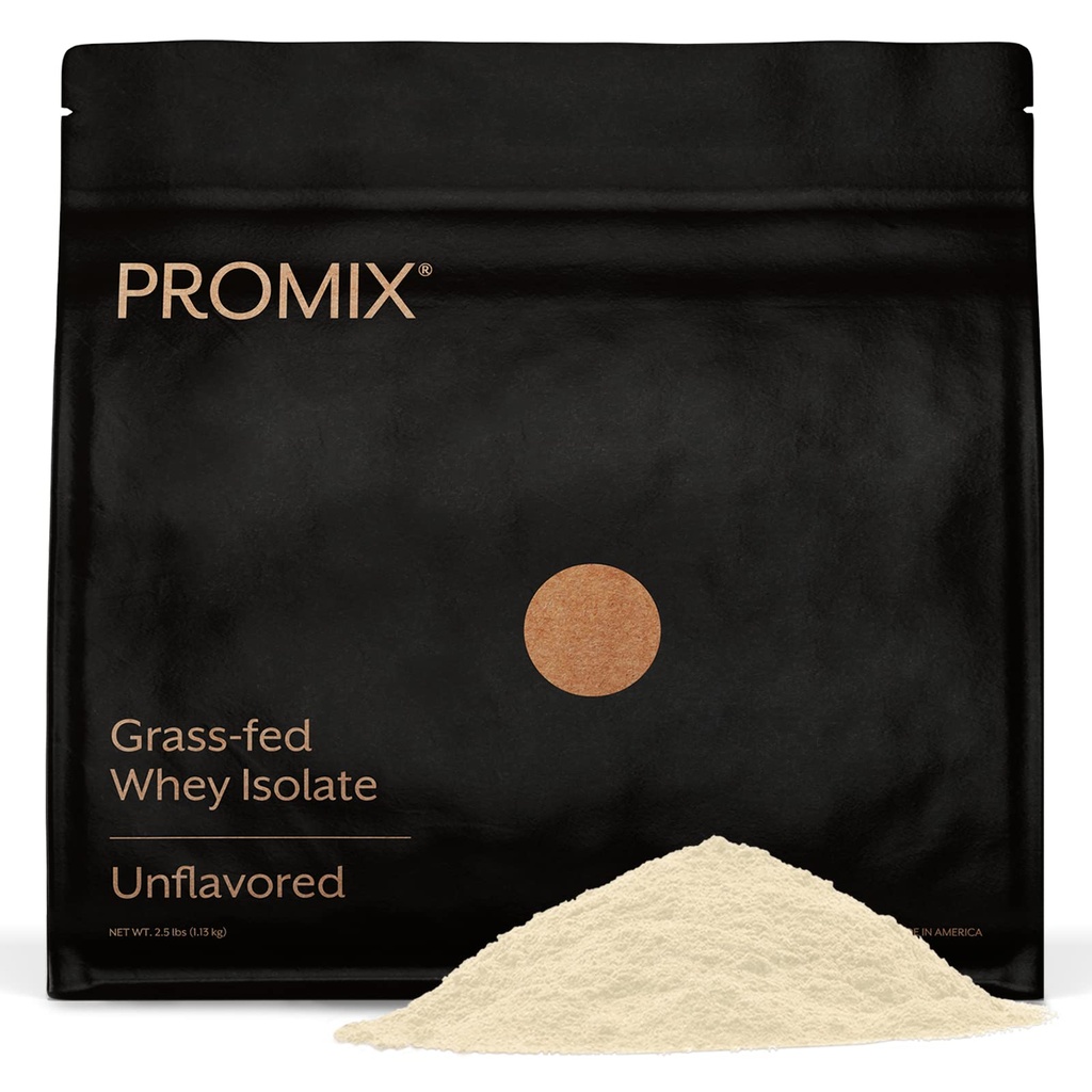 ProMix Nutrition Wei Proteïne Isolaat Poeder, 30g Gras Fed Wei Isolaat, 6.6g BCAA's, Glutenvrij, Keto Vriendelijk, Ongearomatiseerd - 2,5 pond (verpakking van 1)