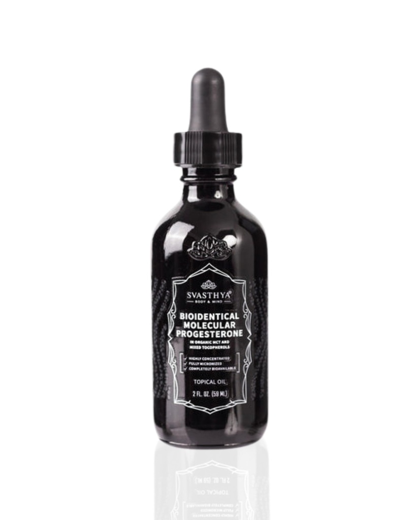 Svasthya Body & Mind Molecular Progesteron Liquid - Hormonal Balancing Oil, Menopauze Relief, All Natural Afgeleid van Mexicaanse Yam - 5,5% Progesteron voor vrouwen Vitamine E Oil - 2 Fl Oz