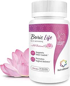 NutraBlast Boorzuur Vaginale Suppositoiries - 100% Pure Made in USA - Boric Life Intimate Health Support (30 Tel.)