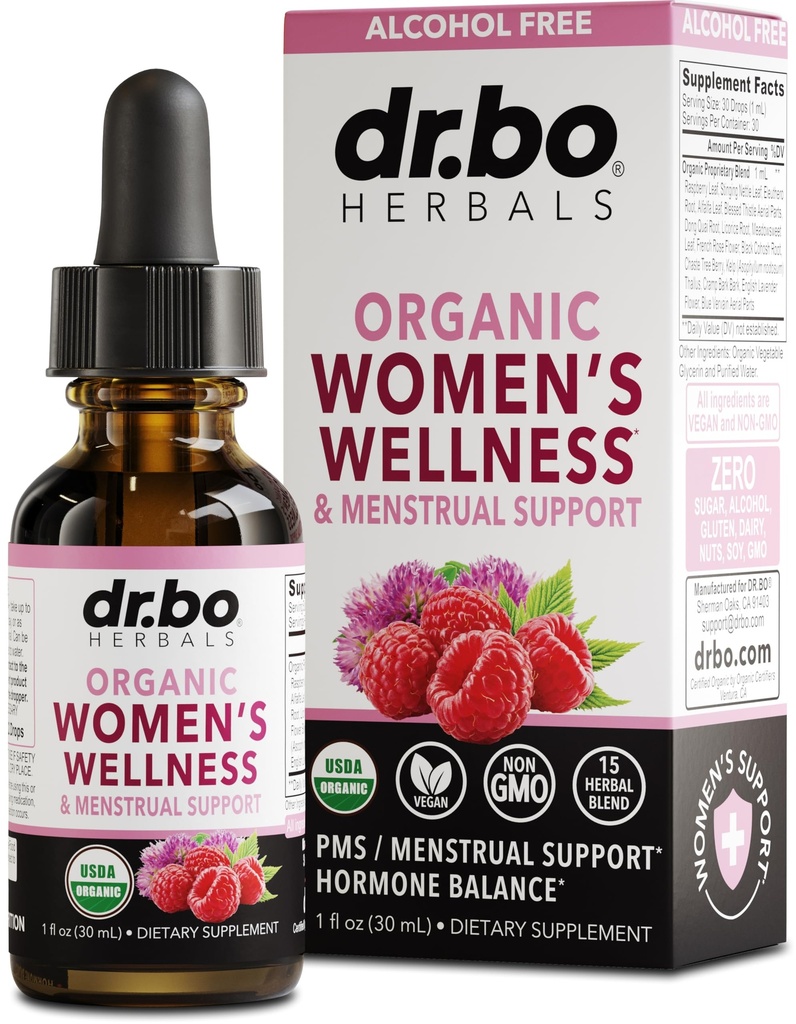 Hormone Balance voor vrouwen & PMS Relief - Vrouwen Wellness Biologische Hormonale Balance Supplementen Liquid Drops & Menstrual Cramp Periode Ondersteuning - Raspberry Leaf, Chasteberry, Black Cohosh Supplement 1 Oz