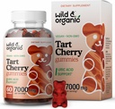 Wild & Organic Tart Cherry Gummies 7000 mg - Tart Cherry Extract Supplement voor Uric Level Support - 60 Vegan, Non-GMO Kauwen