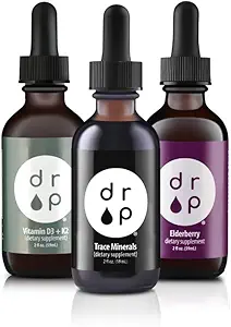 Dropsupplementen Biologische sporen minerale druppels, vlierbessendruppels en vitamine D3+K2 druppels bundel