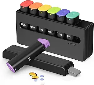 Wekelijkse Pillen Organisator 2 keer per dag - Am Pm Pill Box 7 Dag, Grote Tweemaal Medicine Pillen Case voor dagelijkse medicatie, Vitaminen, Visolie, Supplementen Portable Week Pillenhouder Container, Opaque Zwart