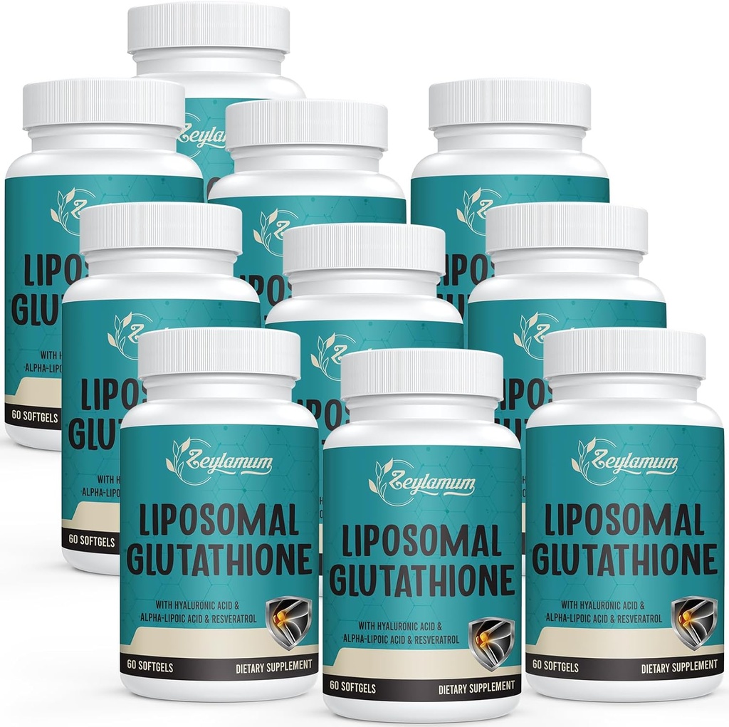 2400 MG Liposomale Glutathion Softgels, Max Absorptie, Active Form L-Glutathione Reduced (GSH), with Hyaluronic Acid, Resveratrol, Master Antioxidants for Detox, Brain, Immuun System, 600 Softgels