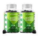 Vitamatic 2 Packs Moringa Gummies – Sugar-Free Botanical Extract – Green Superfood Supplement – Vegan, Pectin-Based, Non-GMO – Plant-Based Gummies – 60 Count