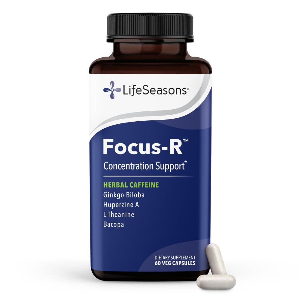 LifeSeasons Focus-R Concentration Support – Memory, Focus & Mental Clarity Supplement with Bacopa, L-Theanine & Huperzine A – Cognitive Performance & Brain Energy – 60 Veg Capsules