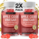 Toplux Apple Cider Vinegar Gummies - 1000mg ACV met B12, Beetwortel, Granaatappel voor Immune System, Detox & Cleanse, Gummy alternatief voor Apple Cider Vinegar Capsules, voor Heren Vrouwen 2X Pack