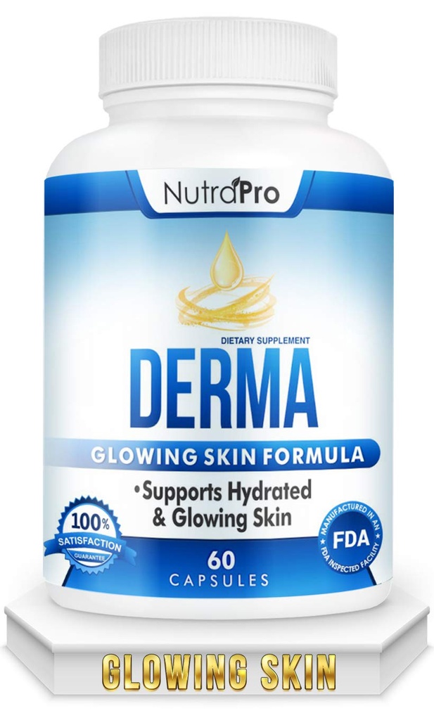 Dermal Repair Complex for Hydrated, gloeiend huidsupplement met Phytoceramiden & Alpha Lipoic Acid. Snelle resultaten Hydratatie pillen verbetert gladheid & Vermindert rimpels. 60 vloeibare capsules