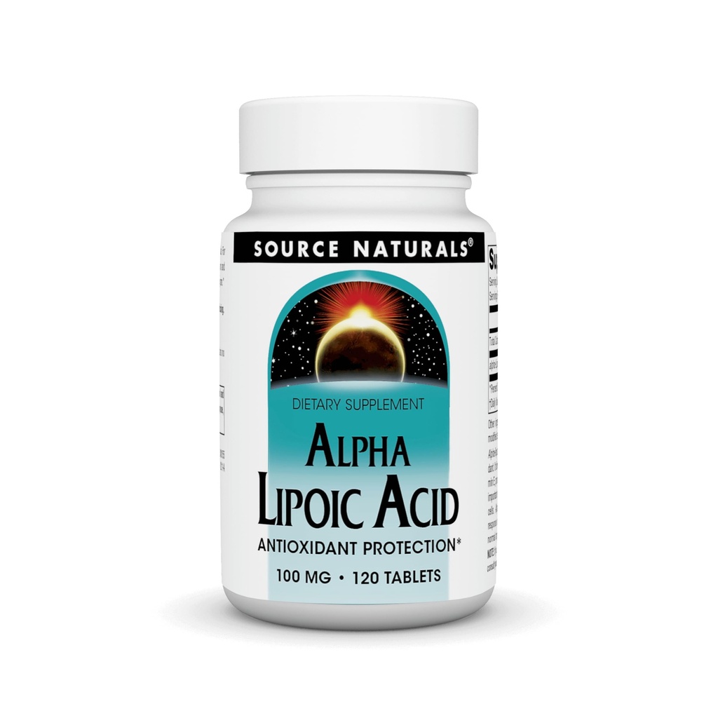 Bron Natuurlijken Alpha Lipoïnezuur Ondersteunt gezonde suiker Metabolisme, leverfunctie en energieproductie* - 100 mg - 120 tabletten